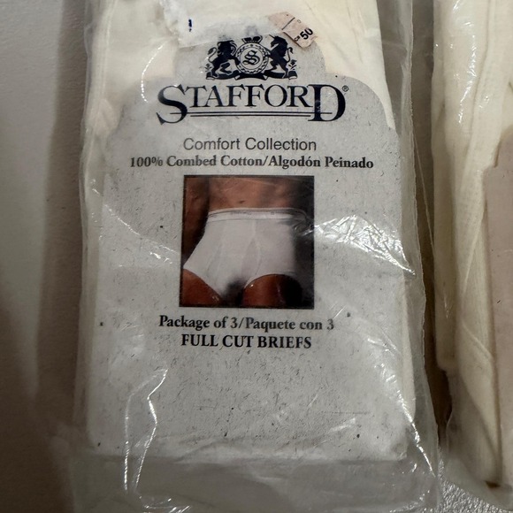 Stafford Comfort Briefs Mens 34 White 100% Cotton Full Cut 3 Pack (2 Packs) - Picture 2 of 5